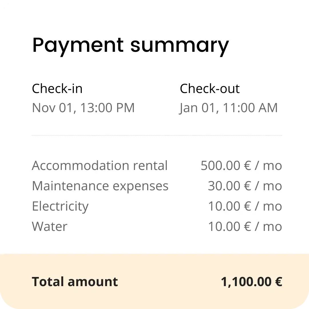 Payment summary